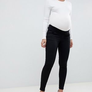 ASOS Maternity high rise ridley 'skinny' jeans black w/ under the bump waistband